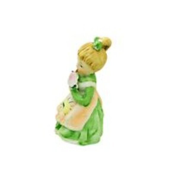 Vintage Lefton Girl Figurine Month Collections April Flower Girl Hand Painted - Picture 2 of 8